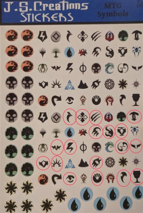 Etsy MTG Stickers, I don't know what some of the symbols are though ...