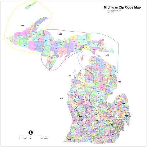 Michigan Zip Code Map Grouped by the First 3 Digits (My Adaptation) : r ...