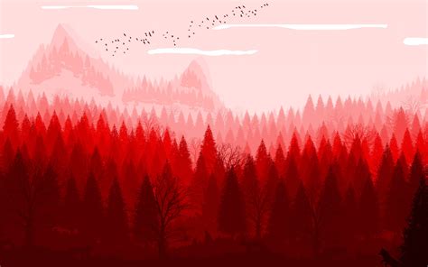 Download wallpaper 3840x2400 red forest, horizon, nature, art 4k ...