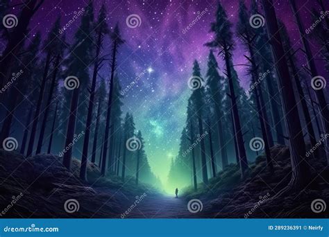 Night sky in forest stock image. Image of milky, fantasy - 289236391