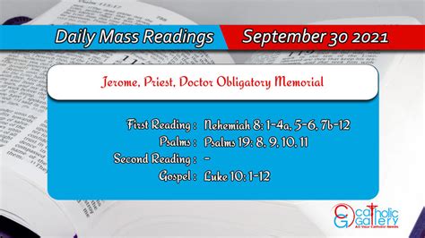 Daily Mass Readings for Thursday, 30 September 2021 - Catholic Gallery