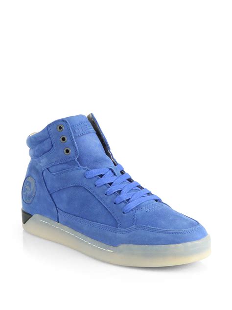 DIESEL Exclusive Suede High-Top Sneakers in Blue for Men - Lyst