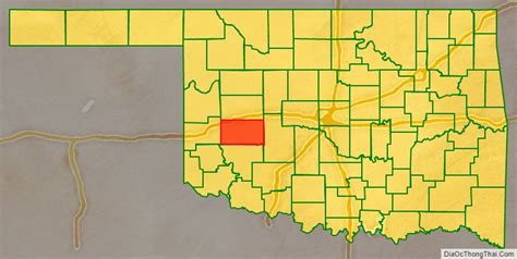 Map of Washita County, Oklahoma - Thong Thai Real