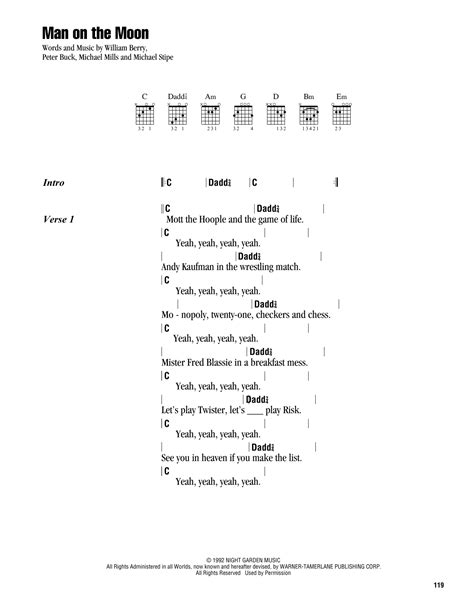 Man On The Moon sheet music by R.E.M. (Lyrics & Chords – 163700)