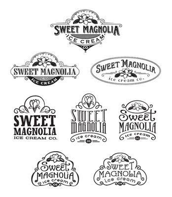 Sweet Magnolia logo study | Magnolia, Magnolia ice cream, Ice cream logo