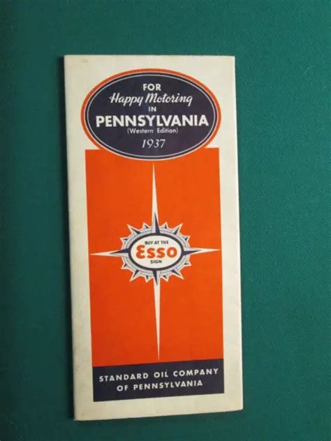 ESSO OIL 1937 Road Map Of Pennsylvania $19.95 - PicClick