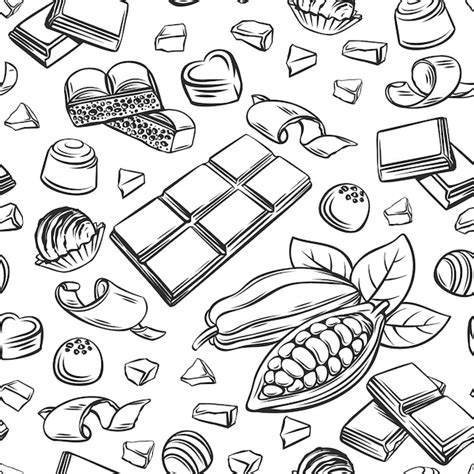 Premium Vector | Outline chocolate seamless pattern