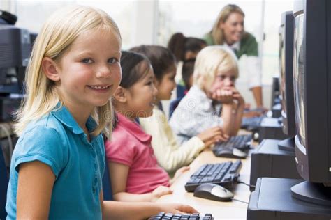 Children Learning How To Use Computers. Stock Photo - Image of happy, enjoying: 6081702