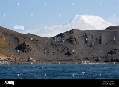 Norway, Arctic Ocean, Jan Mayen. Coastal view of the remote Beerenberg volcano, 2,277 meters ...