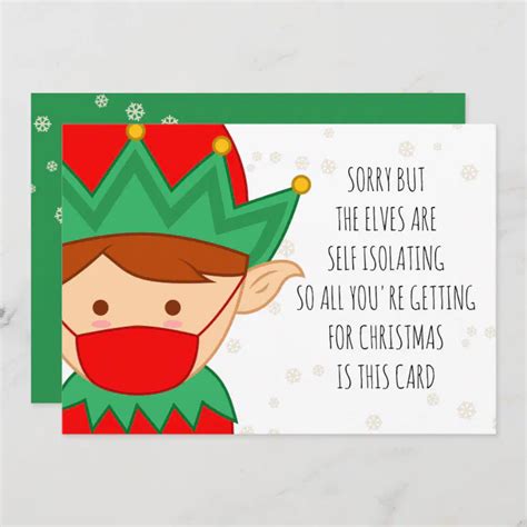 Funny Self Isolating Elves Covid Christmas Holiday Card | Zazzle