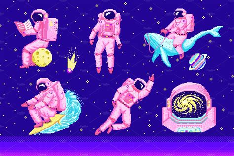 Pixel art 8 bit space objects. | Illustrations ~ Creative Market