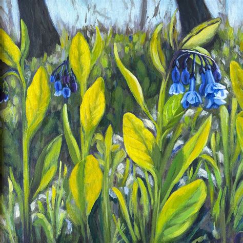 Bluebells in Woods, Virginia Bluebells Art, Small Wildflower Art, Art for Naturalist, Spring ...