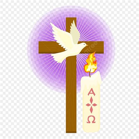 Holy Spirit Vector Art PNG, Symbols Of The Christian Easter Cross Holy Spirit And Paschal Candle ...