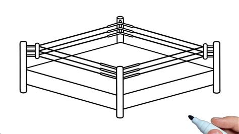 How to draw a Boxing Ring step by step | Drawing wrestling ring easy ...