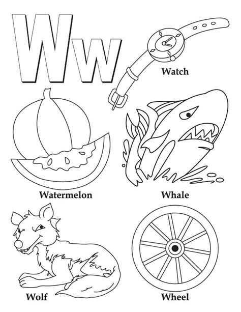 Words W Free Alphabet Coloring Pages | Alphabet coloring pages, Letter ...