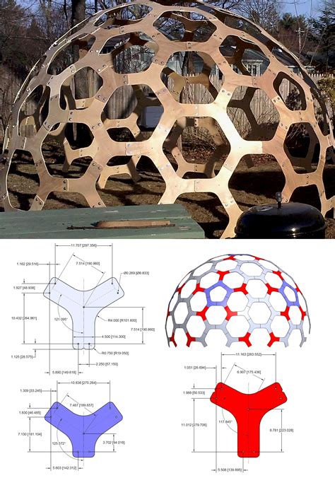 12'(3.7m) dia. Hex Dome pattern. Use 3/8"(10mm) plywood. | Dome building, Geodesic dome ...