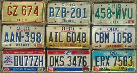 Ohio license plates lot / run of 9 : 1976-80 1981