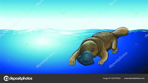 Platypus Swimming Sea Stock Vector by ©YAY_Images 622787604