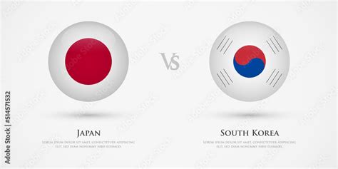 Japan vs South Korea country flags template. The concept for game ...