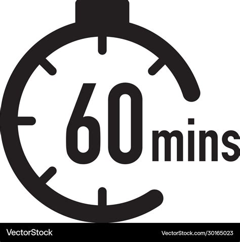 60 minutes timer stopwatch or countdown icon time Vector Image