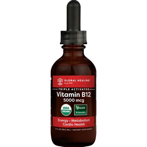 Global Healing USDA Organic Vitamin B12 5000mcg Liquid Supplement - 2 fl oz - Walmart.com