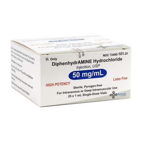 Diphenhydramine HCl, 50mg/mL, SDV, 1mL, 25 Vials/Tray | McGuff Medical Products