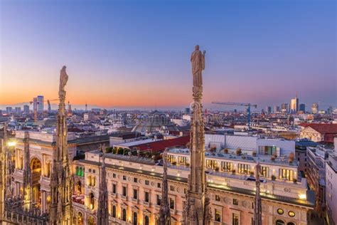 Milan, Italy City Skyline in the Evening Stock Image - Image of dusk ...