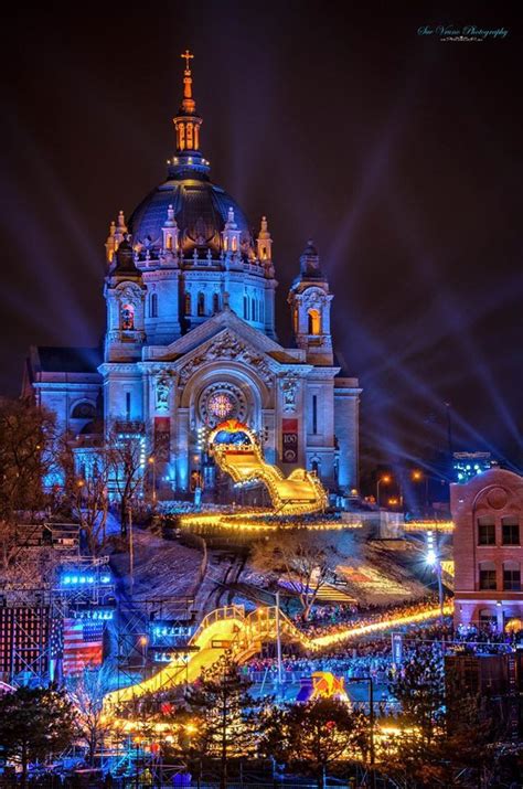 St. Paul Cathedral - Crashed Ice during St. Paul Winter Carnival ...