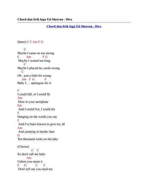 Dive Chords Ed Sheeran - Sheet and Chords Collection