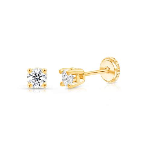 Baby/Kids Diamond Earrings Screw Back .12 TCW | 14K Gold - The Jeweled ...