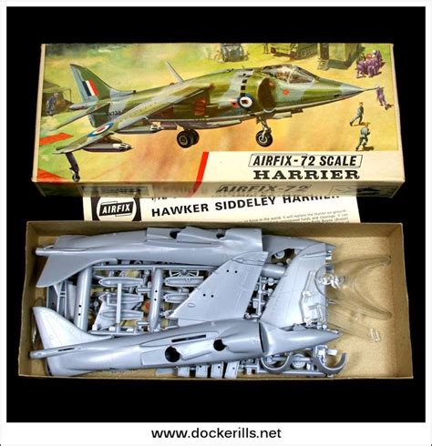 Harrier Aeroplane / Airplane - Vintage Airfix Type 3 (Red Stripe) Box Kit. 1/72 Scale. Photo in ...