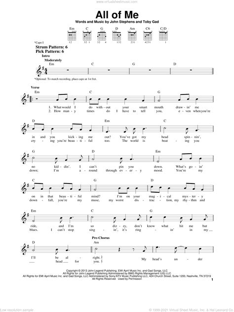 Legend - All Of Me sheet music (easy) for guitar solo (chords)