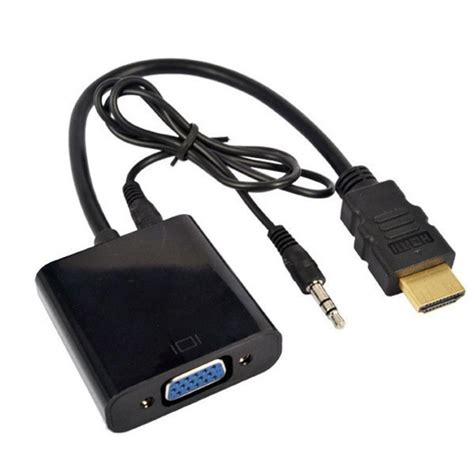 Adapter Converter Kabel HDMI to VGA with Port Audio Full HD 1080p - Jadi Store