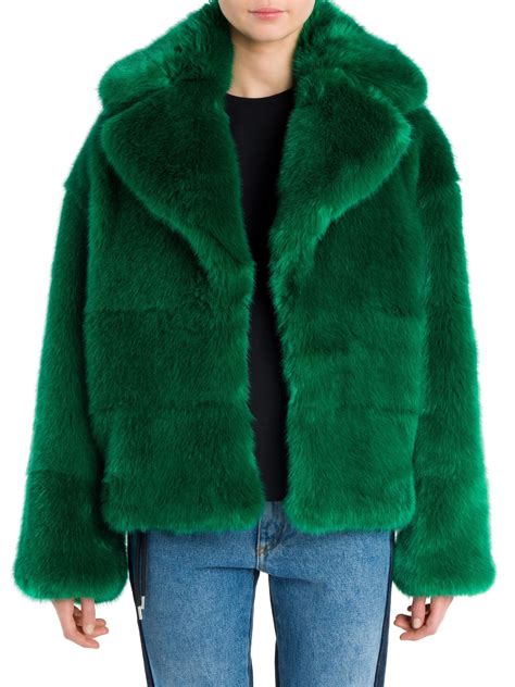 Lyst - Msgm Faux Fur Short Coat in Green