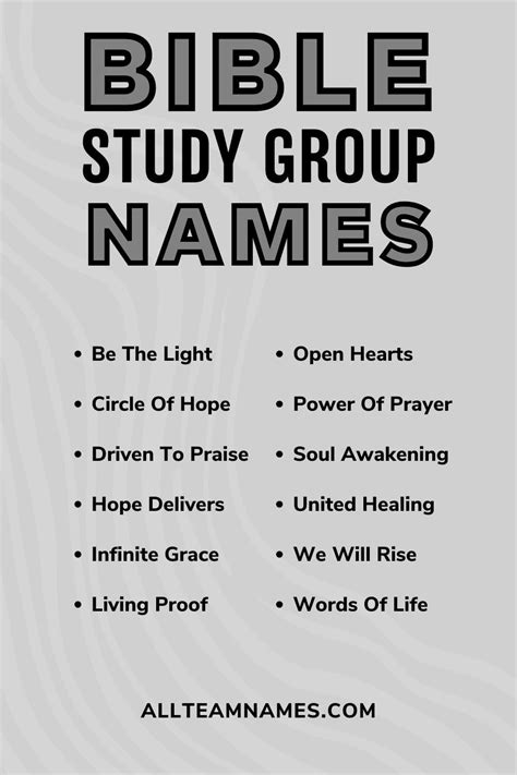 bible study group names list | Small group bible studies, Bible study ...