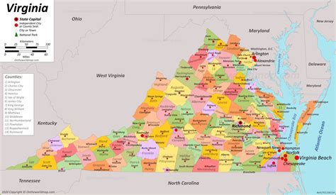 Virginia State Map | USA | Maps of Virginia (VA)