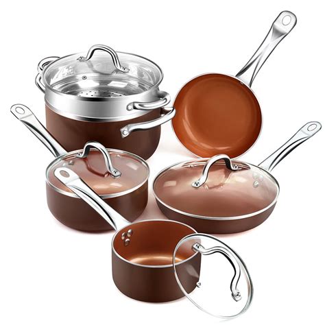 copper ceramic cookware 8-piece induction copper ceramic coating nonstick coating aluminum