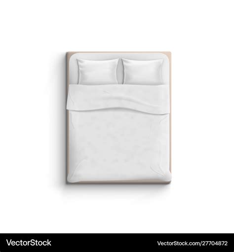 Realistic white bed with pillows top view Vector Image