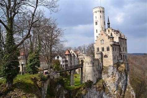 Desktop Hintergrundbilder Deutschland Türme Burg Felsen Brücke Bäume