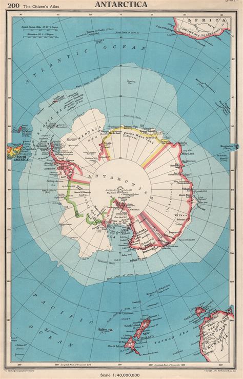 ANTARCTICA.showing claims.Marie Byrd Land Queen Maud Land.BARTHOLOMEW ...