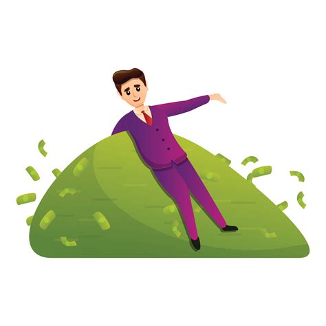 Millionaire on pile cash icon, cartoon style 14225217 Vector Art at ...