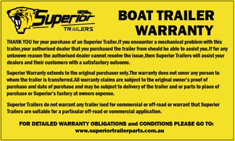 Boat Trailer Warranty - Superior Trailer Parts