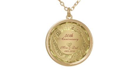 Sparkling Gold 50th Wedding Anniversary Gold Plated Necklace | Zazzle