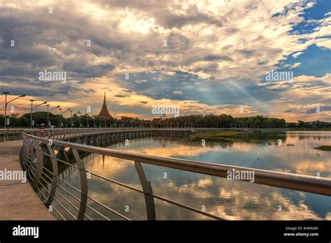 River bridge with sunset Stock Photo - Alamy