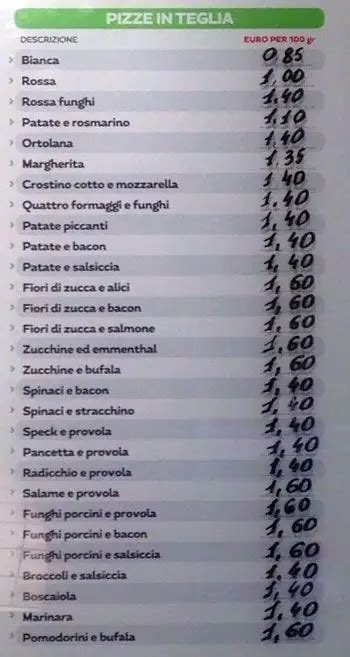 Alice Pizza a Roma: Foto del Menu con Prezzi - Zomato Italia