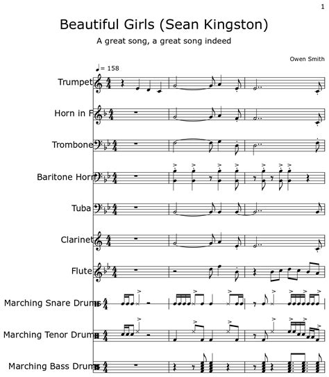 Beautiful Girls (Sean Kingston) - Sheet music for Trumpet, Horn in F, Trombone, Baritone Horn ...