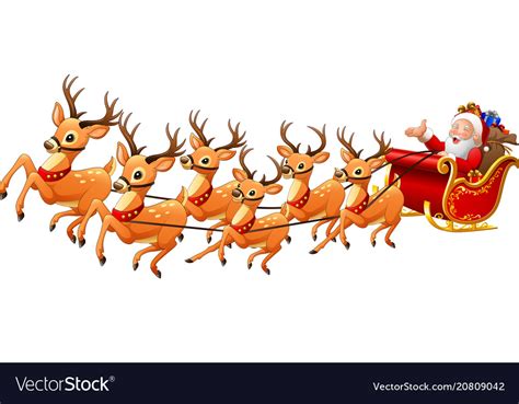 Santa Sleigh With Reindeer Clip Art