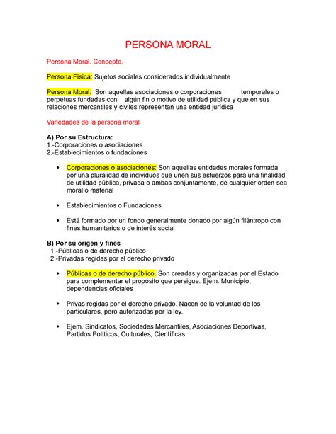 La Persona Moral - Resumen Derecho Administrativo - PERSONA MORAL Persona Moral. Concepto ...