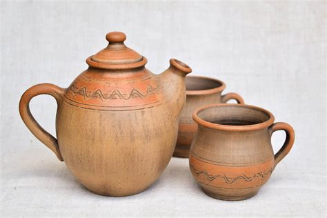 BUY Beautiful handmade ceramic teapot 1 l handmade 2 clay cups 200 ml gift ideas 479347907 ...