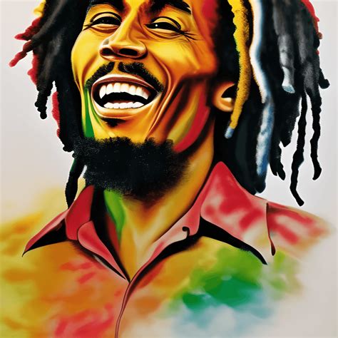 Bob Marley Male Colorful Realistic Jamaica · Creative Fabrica